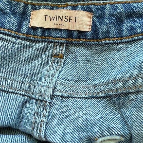 Twinset Wide Leg High Waisted  Designer Italian Made Jeans Size 28 New - Picture 7 of 9